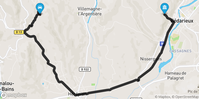 Itinéraire vers Bédarieux