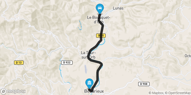 Itinéraire vers Bédarieux