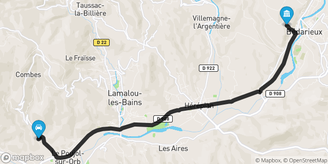 Itinéraire vers Bédarieux