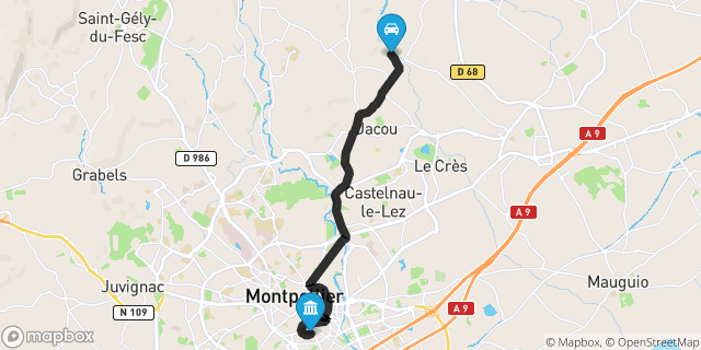 Itinéraire vers Montpellier