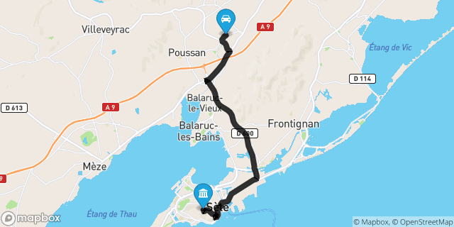 Itinéraire vers Sète
