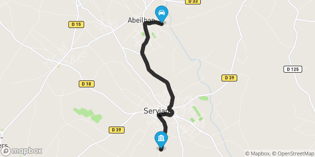 Itinéraire vers Servian