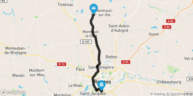Itinéraire vers Rennes