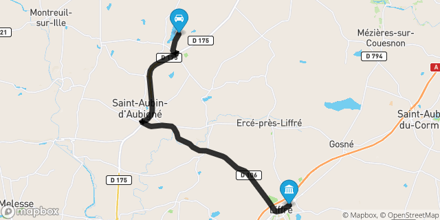 Itinéraire vers Liffré