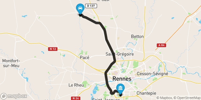Itinéraire vers Rennes