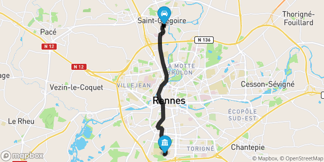 Itinéraire vers Rennes