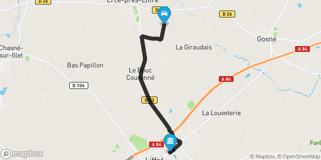 Itinéraire vers Liffré
