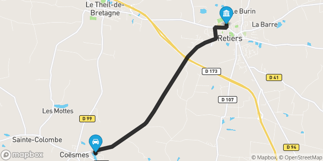 Itinéraire vers Retiers
