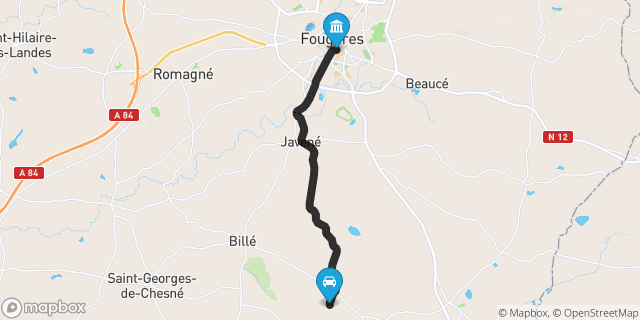 Itinéraire vers Fougères