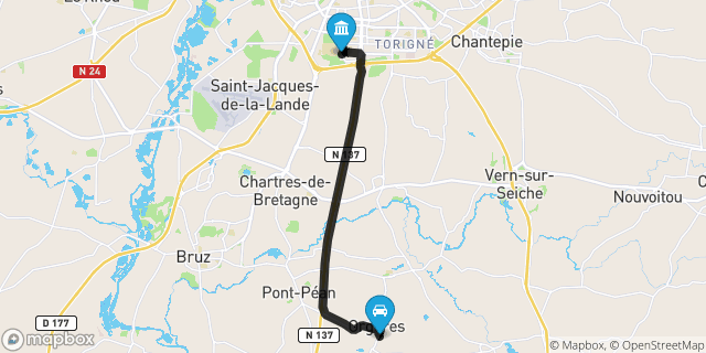Itinéraire vers Rennes