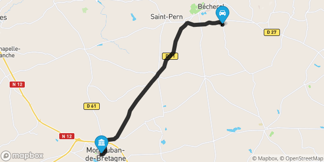 Itinéraire vers Montauban-de-Bretagne