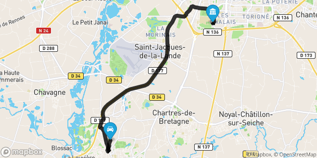 Itinéraire vers Rennes
