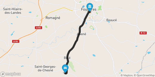 Itinéraire vers Fougères