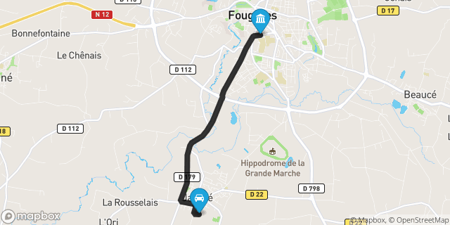 Itinéraire vers Fougères
