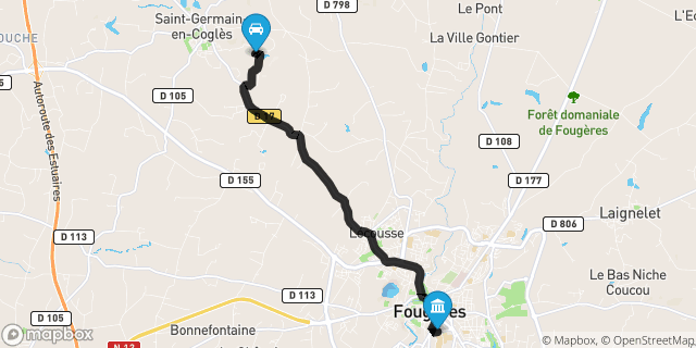 Itinéraire vers Fougères