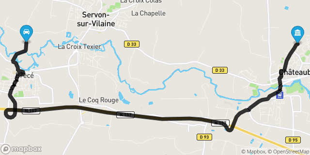 Itinéraire vers Châteaubourg