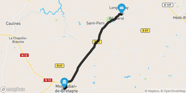 Itinéraire vers Montauban-de-Bretagne