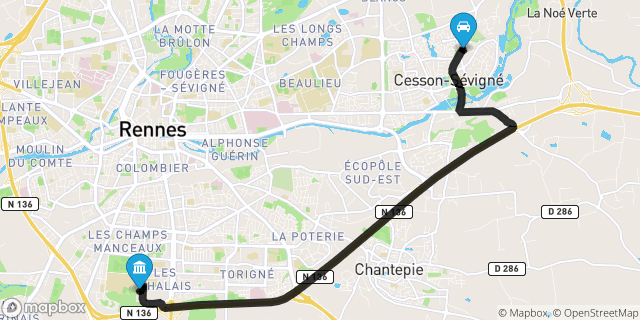 Itinéraire vers Rennes