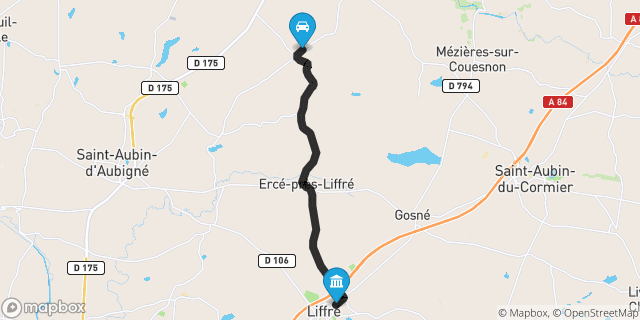 Itinéraire vers Liffré