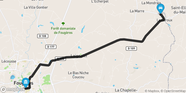 Itinéraire vers Fougères
