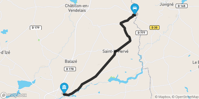 Itinéraire vers Vitré