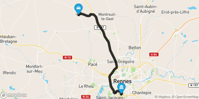 Itinéraire vers Rennes