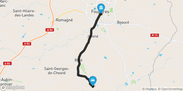 Itinéraire vers Fougères
