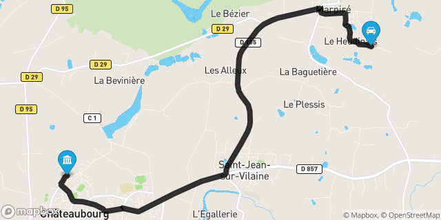 Itinéraire vers Châteaubourg