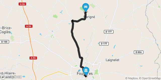 Itinéraire vers Fougères