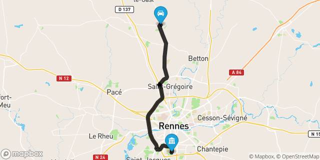 Itinéraire vers Rennes