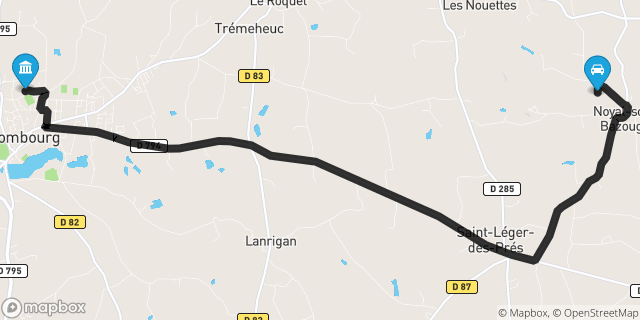 Itinéraire vers Combourg