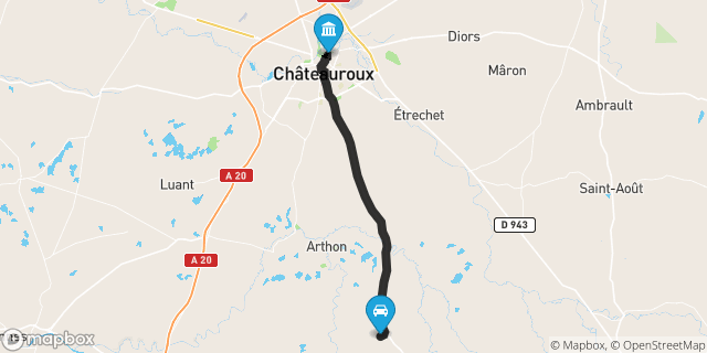 Itinéraire vers Châteauroux