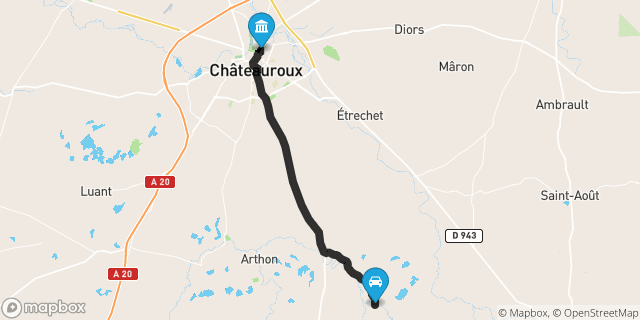 Itinéraire vers Châteauroux