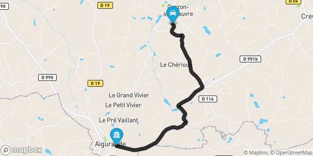 Itinéraire vers Aigurande