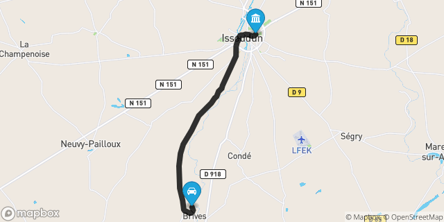 Itinéraire vers Issoudun