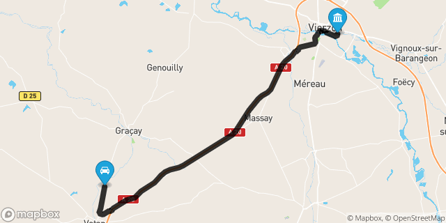Itinéraire vers Vierzon