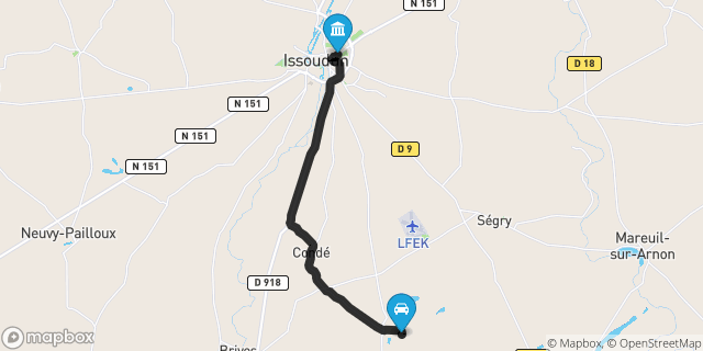 Itinéraire vers Issoudun