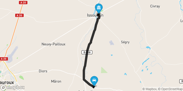 Itinéraire vers Issoudun
