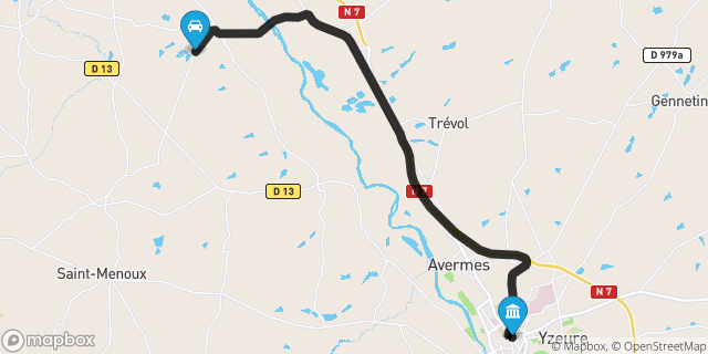 Itinéraire vers Moulins