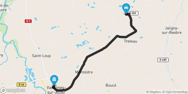 Itinéraire vers Varennes-sur-Allier
