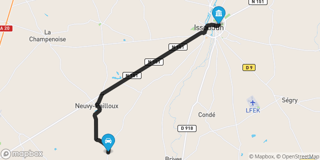 Itinéraire vers Issoudun