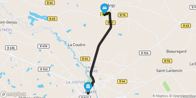 Itinéraire vers Buzançais