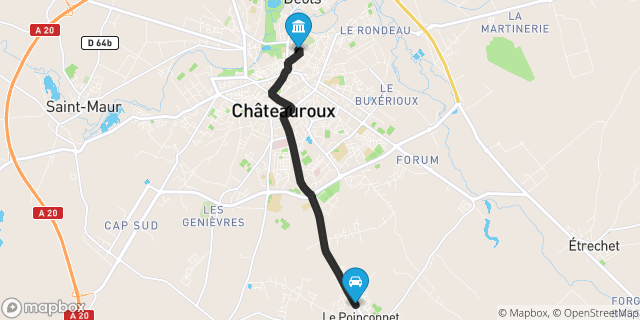 Itinéraire vers Châteauroux