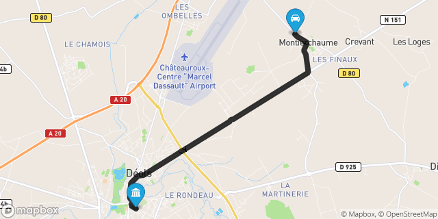 Itinéraire vers Châteauroux