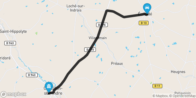Itinéraire vers Châtillon-sur-Indre