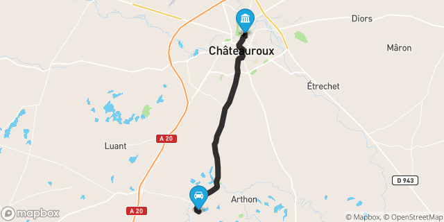 Itinéraire vers Châteauroux