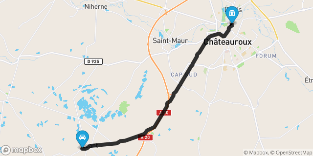 Itinéraire vers Châteauroux