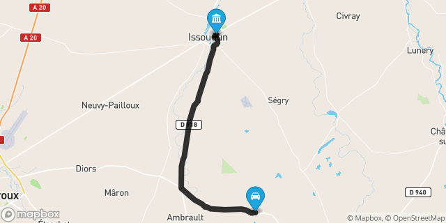 Itinéraire vers Issoudun