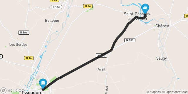 Itinéraire vers Issoudun