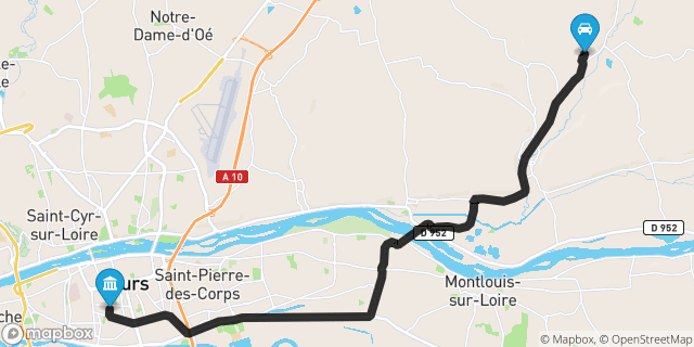 Itinéraire vers Tours